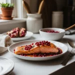 Juicy Christmas salmon with pomegranate sauce from a cozy home kitchen