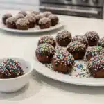 Juicy New Years Eve Cake Ball Drops on a messy kitchen counter