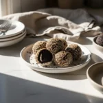 Homemade Oreo balls with a new topping on a cozy kitchen counter