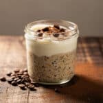 Delicious tiramisu overnight oats in a layered glass jar recipe