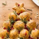 Golden brown cheesy pull apart Christmas tree bread recipe