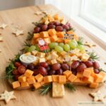 Juicy Christmas tree appetizer tray with fresh broccoli and salami
