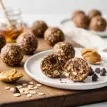 Healthy no bake energy balls with oats flaxseed and chocolate chips