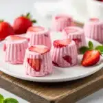 Healthy strawberry yogurt bites with fresh fruit pieces for a nutritious snack.
