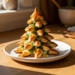 Juicy basil pesto cheesy puff pastry Christmas tree recipe