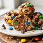 Best monster cookie protein balls with oats and chocolate chips recipe.
