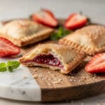 Mini strawberry pop tart cookies with vibrant red chia jam filling