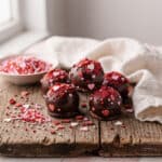 No bake healthy Valentine's treats with chocolate and strawberry energy balls.
