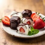 Healthy chocolate strawberry yogurt bites for a delicious Valentine's Day treat.
