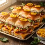 Golden baked sliders with Italian meats, melted cheese, and tangy grinder salad.