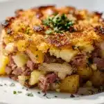 Classic corned beef hash recipe with crispy golden brown potato crust