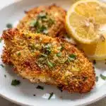 Crispy oven baked chicken cutlets with golden panko Parmesan crust