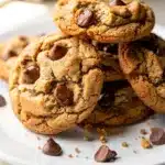Peanut butter chocolate chip cookies with crispy edges and soft chewy centers.