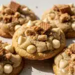 Soft banana pudding cookies with white chocolate chips and Nilla wafers