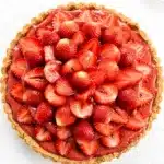 Easy strawberry pie with creamy glaze on a crispy graham cracker crust.
