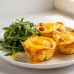 Golden brown protein egg muffins with peppers and cheese
