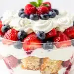 Summer berry trifle with pound cake vanilla pudding and fresh whipped cream