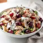 Creamy rotisserie chicken salad with grapes pecans and celery